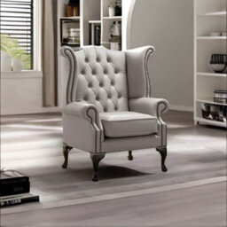 Chesterfield High Back Wing Chair Shelly Rocking Leather Bespoke In Queen Anne Style - thumbnail 2