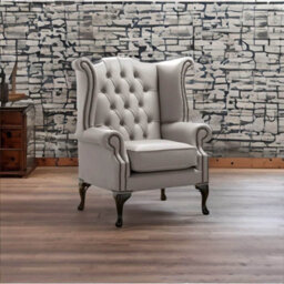 Chesterfield High Back Wing Chair Shelly Rocking Leather Bespoke In Queen Anne Style - thumbnail 3
