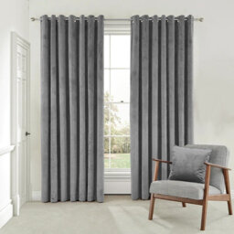 Moonlight Bedding Velvet Ring Top Curtains- Fully Lined Dim Out Blackout Pair, Ultra Soft Thermal Curtains (Grey, 90 X 90 Inch) - thumbnail 1