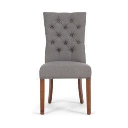 Furniture 48 Francois Grey Fabric Dark Oak Leg Dining Chairs (Pair) - thumbnail 1