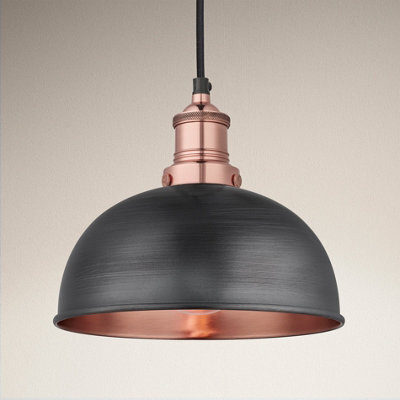 Industville Brooklyn Dome Pendant, 8 Inch, Pewter & Copper, Copper Holder - image 1