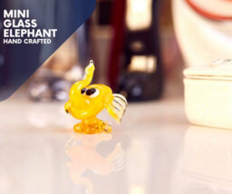 Novecrafto Handcrafted Mini Yellow Glass Elephant Figurine Elegant Home Decor - thumbnail 3