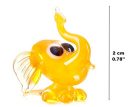 Novecrafto Handcrafted Mini Yellow Glass Elephant Figurine Elegant Home Decor - thumbnail 7
