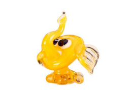 Novecrafto Handcrafted Mini Yellow Glass Elephant Figurine Elegant Home Decor - thumbnail 1