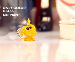 Novecrafto Handcrafted Mini Yellow Glass Elephant Figurine Elegant Home Decor - thumbnail 5