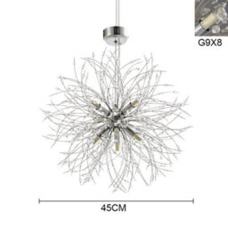 Living And Home Modern 8 Lights Chrome Sputnik Dandelion Crystal Hanging Ceiling Pendant Lights 45Cm - thumbnail 5