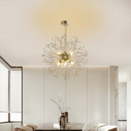 Living And Home Modern 8 Lights Chrome Sputnik Dandelion Crystal Hanging Ceiling Pendant Lights 45Cm