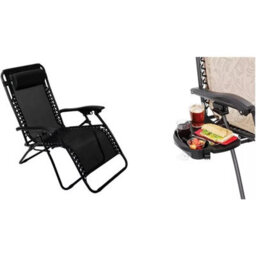 Mantraraj Set Of 2 Zero Gravity Chairs With Small Cup Holders Graden Chair Garden Recliner Chairs With Adjustable Head Rest - thumbnail 2