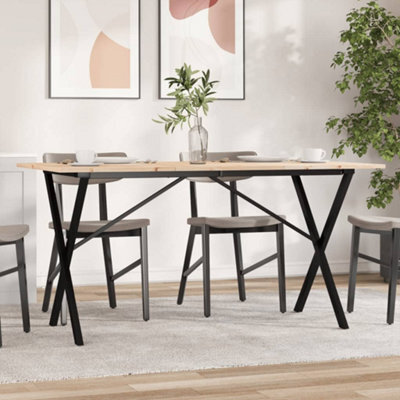 Berkfield Dining Table X-Frame 160X80X75 Cm Solid Wood Pine And Steel - image 1