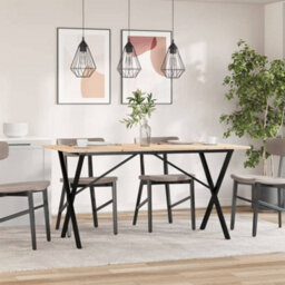 Berkfield Dining Table X-Frame 160X80X75 Cm Solid Wood Pine And Steel - thumbnail 3