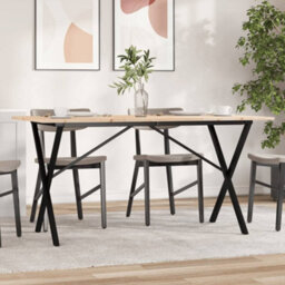 Berkfield Dining Table X-Frame 160X80X75 Cm Solid Wood Pine And Steel - thumbnail 1