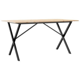 Berkfield Dining Table X-Frame 160X80X75 Cm Solid Wood Pine And Steel - thumbnail 6