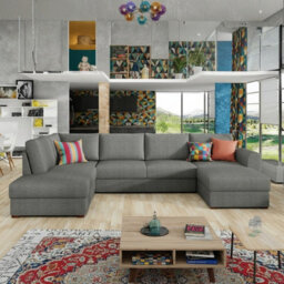 Wilma U Shaped Sofa Bed With Hr Foam Storage And Wooden Legs 305X188Cm For Living Room Grey Left - thumbnail 3