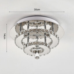 Living And Home Modern 30Cm Double Tiers Round Crystal Led Cool White Ceiling Light Fixure - thumbnail 7