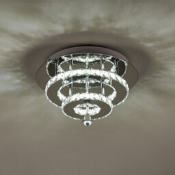 Living And Home Modern 30Cm Double Tiers Round Crystal Led Cool White Ceiling Light Fixure - thumbnail 6