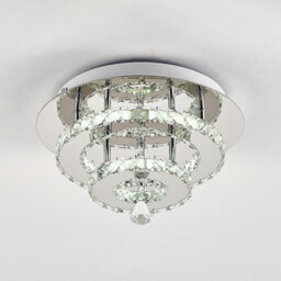 Living And Home Modern 30Cm Double Tiers Round Crystal Led Cool White Ceiling Light Fixure - thumbnail 5