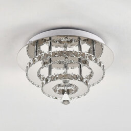 Living And Home Modern 30Cm Double Tiers Round Crystal Led Cool White Ceiling Light Fixure - thumbnail 4