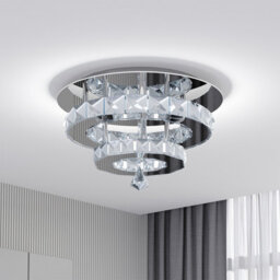 Living And Home Modern 30Cm Double Tiers Round Crystal Led Cool White Ceiling Light Fixure - thumbnail 3
