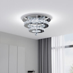 Living And Home Modern 30Cm Double Tiers Round Crystal Led Cool White Ceiling Light Fixure - thumbnail 2