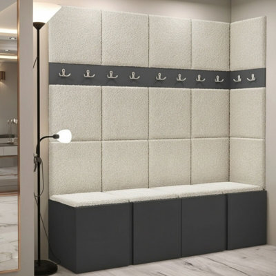 Orion Ii Hallway Set Graphite Shoe Cabinet Hangers Cream Panels - image 1