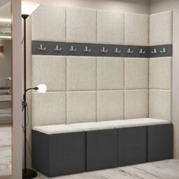 Orion Ii Hallway Set Graphite Shoe Cabinet Hangers Cream Panels