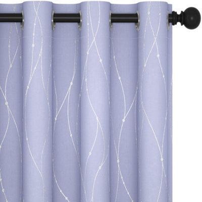 Deconovo Dot Line Super Soft Thermal Energy Saving Blackout Curtains For Living Room, Light Purple, 46 X 54 Inch, 2 Panels - image 1