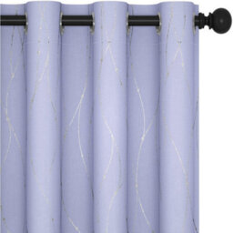 Deconovo Dot Line Super Soft Thermal Energy Saving Blackout Curtains For Living Room, Light Purple, 46 X 54 Inch, 2 Panels - thumbnail 5