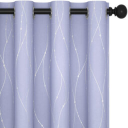 Deconovo Dot Line Super Soft Thermal Energy Saving Blackout Curtains For Living Room, Light Purple, 46 X 54 Inch, 2 Panels - thumbnail 1