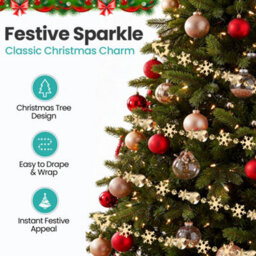 Neel Blue Gold Christmas Bead Chain Garland With Festive Snowflake, Tree Motifs & Beads - thumbnail 3