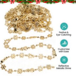 Neel Blue Gold Christmas Bead Chain Garland With Festive Snowflake, Tree Motifs & Beads - thumbnail 2