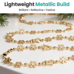 Neel Blue Gold Christmas Bead Chain Garland With Festive Snowflake, Tree Motifs & Beads - thumbnail 4