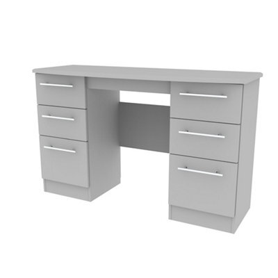 Bergamo Ready Assembled Matt Grey 6 Drawer Desk (H)795mm (W)415mm (D)415mm - image 1