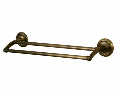 Bisk Bath Rack Double Towel Bar Hanger Retro Bathroom Antique Brass Wall Mounted - image 1