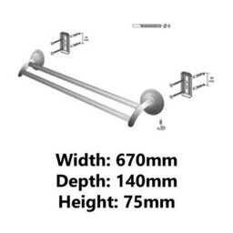 Bisk Bath Rack Double Towel Bar Hanger Retro Bathroom Antique Brass Wall Mounted - thumbnail 4