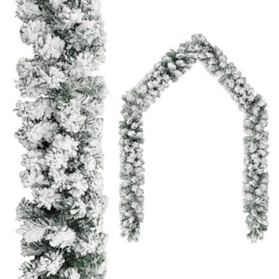 Berkfield Christmas Garland With Flocked Snow Green 5 M Pvc - image 1