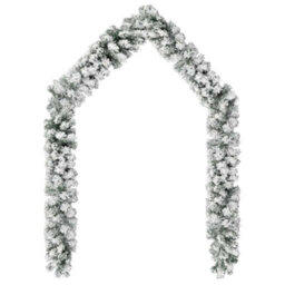 Berkfield Christmas Garland With Flocked Snow Green 5 M Pvc - thumbnail 2
