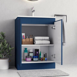Belofay Denvor Blue 600mm Floor Standing Bathroom Vanity Unit With Basin - Laquered Cloakroom Vanity Unit With 1 Tap Hole Ceramic - thumbnail 6
