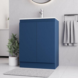 Belofay Denvor Blue 600mm Floor Standing Bathroom Vanity Unit With Basin - Laquered Cloakroom Vanity Unit With 1 Tap Hole Ceramic - thumbnail 2