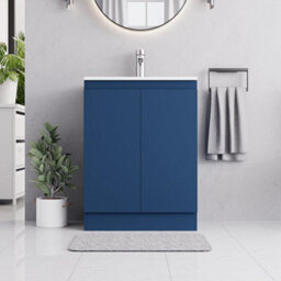 Belofay Denvor Blue 600mm Floor Standing Bathroom Vanity Unit With Basin - Laquered Cloakroom Vanity Unit With 1 Tap Hole Ceramic - thumbnail 4