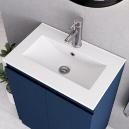 Belofay Denvor Blue 600mm Floor Standing Bathroom Vanity Unit With Basin - Laquered Cloakroom Vanity Unit With 1 Tap Hole Ceramic - thumbnail 5