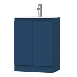 Belofay Denvor Blue 600mm Floor Standing Bathroom Vanity Unit With Basin - Laquered Cloakroom Vanity Unit With 1 Tap Hole Ceramic - thumbnail 1