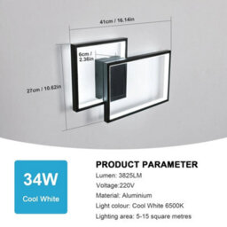 Modern Led Wall Light Cold White Wall Lamp 34W Metal Wall Sconce Living Room - thumbnail 4