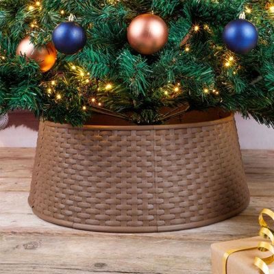 Geezy Christmas Tree Skirt Xmas Decoration Festive Plastic Basket Round Bottom Cover - image 1