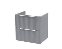 Hudson Reed Fluted Wall Hung 2-Drawer Vanity Unit, Stylish Modern Vanity Unit In Bathroom With Finger Pull Handle Design - thumbnail 1