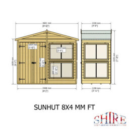 Shire Sun Hut Potting Shed With Opening Windows And Interchangable Panels 8Gx4 - thumbnail 7