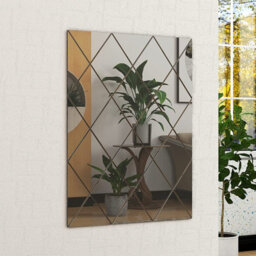 Belofay 50X70Cm Rectangular Grey Wall Mirror Interiors Art Deco Glass Design Modern Wall-Mounted Mirrors For Home And Office - thumbnail 1