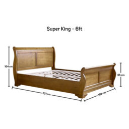 Toulon Wooden Sleigh Bed - Oak Finish - Super King Size 6Ft Bed Frame Only - thumbnail 6