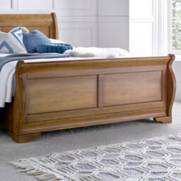 Toulon Wooden Sleigh Bed - Oak Finish - Super King Size 6Ft Bed Frame Only - thumbnail 3