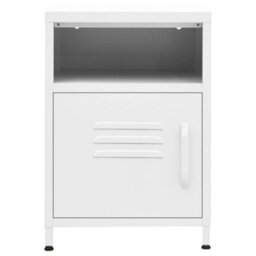 Berkfield Nightstand White 35X35X51 Cm Steel - thumbnail 3