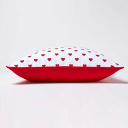 Homescapes Cotton Red Hearts Cushion Cover, 60 X 60 Cm - thumbnail 3